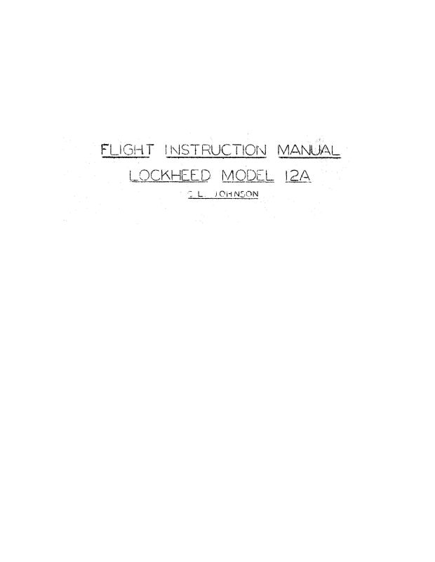 Lockheed Lockheed 12A Flight Instructions — Essco Aircraft