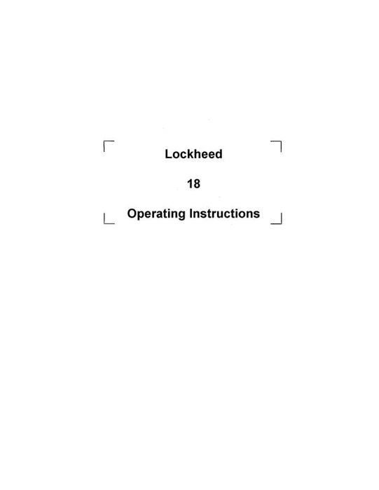 Lockheed  18 Operating Instructions (LH18-OP-C)