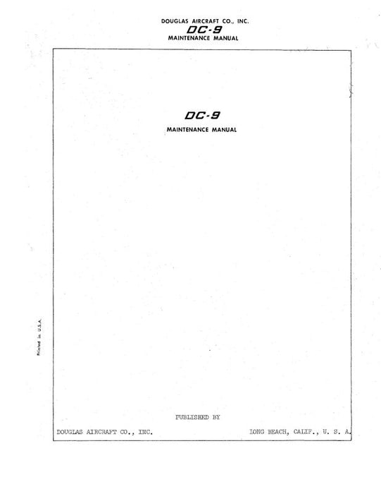 McDonnell Douglas DC-9 Maint. Study Guide Maintenance Study Guide (MCDC9-66-MSG-C)