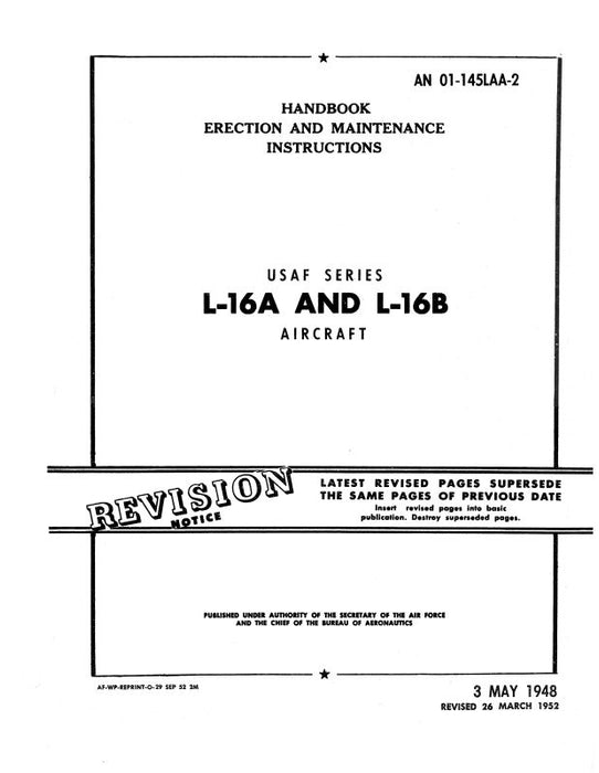 Aeronca L-16A, L-16B 1948 Maintenance & Erection (01-145LAA-2)