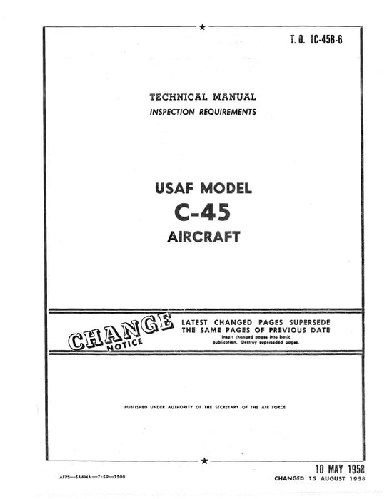 Beech C-45 Inspection Requirements (1C-45B-6)