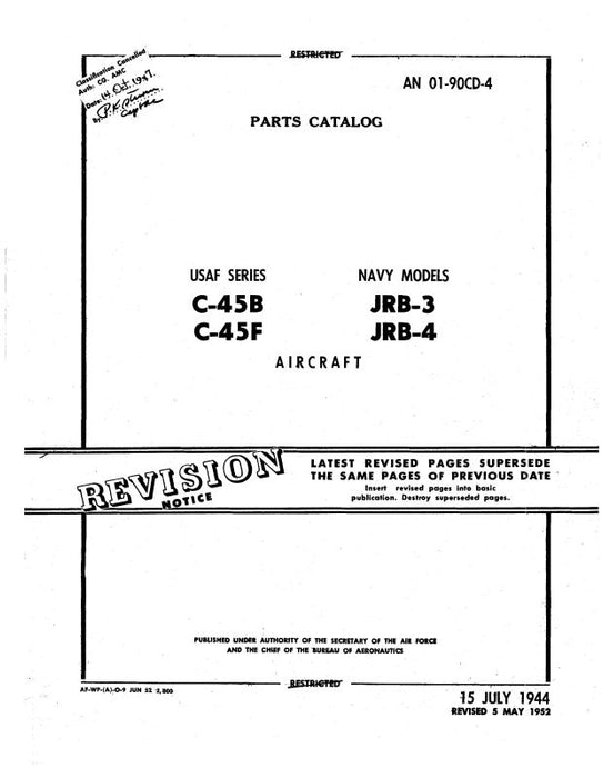 Beech C-45B,F & JRB-3,4 Illustrated Parts Catalog (01-90CD-4)