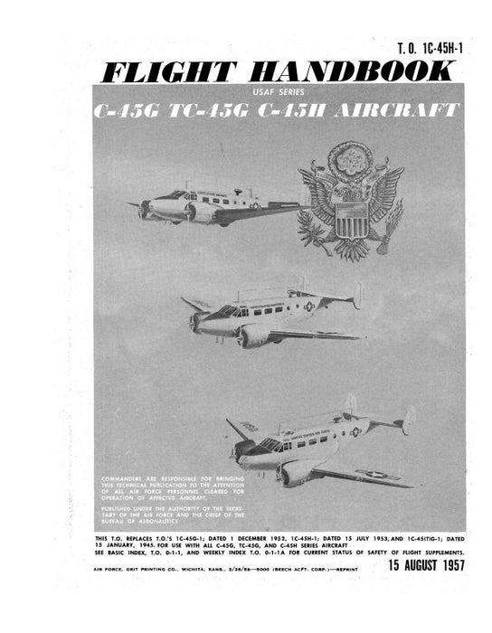 Beech C-45G, TC-45G, C-45H Airplane Flight Manual (1C-45H-1)