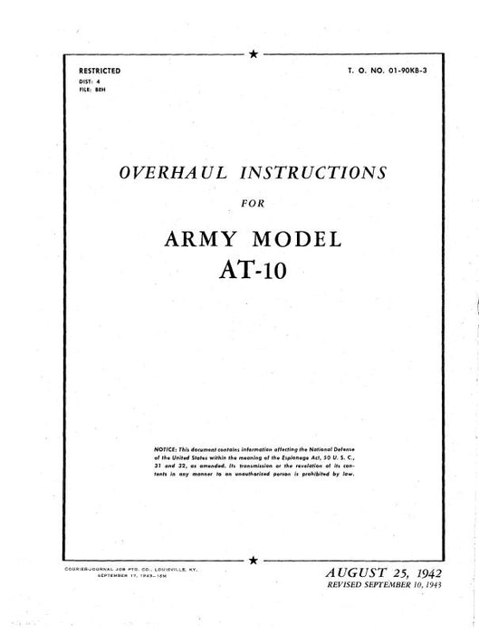 Beech AT-10 Series Overhaul Manual (01-90KB-3)