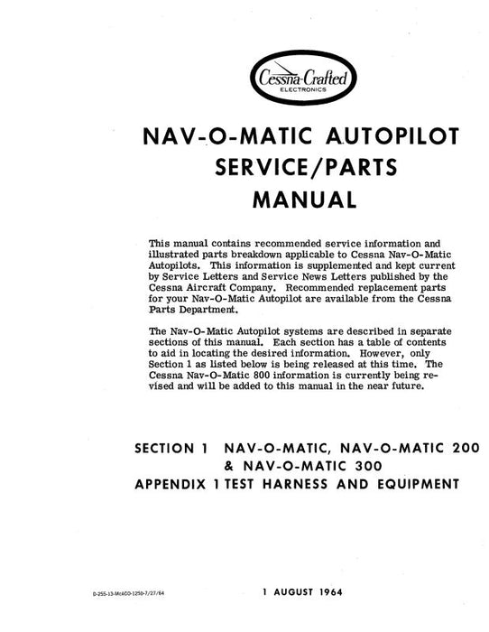 Cessna 200,300 Navomatic 1964 Maintenance-Parts Manual (D255-13)