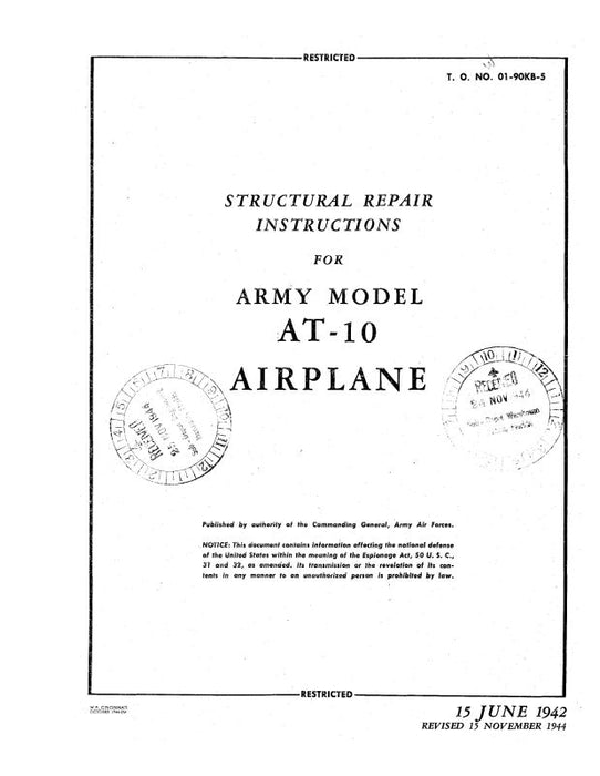 Beech AT-10 Series Structural Repair (01-90KB-5)