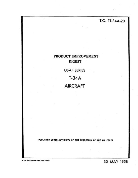 Beech T-34A Product Improvement Digest (1T-34A-20)