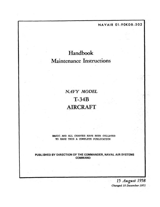 Beech T-34B Handbook Maintenance Instructions (01-90KDB-502)