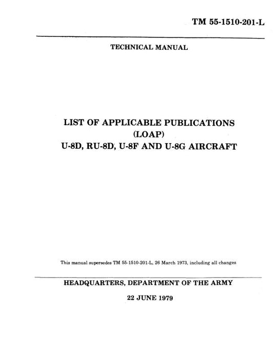 Beech U-8D,RU-8D,U-8F&U-8G Applicable Publications (55-1510-201-L)