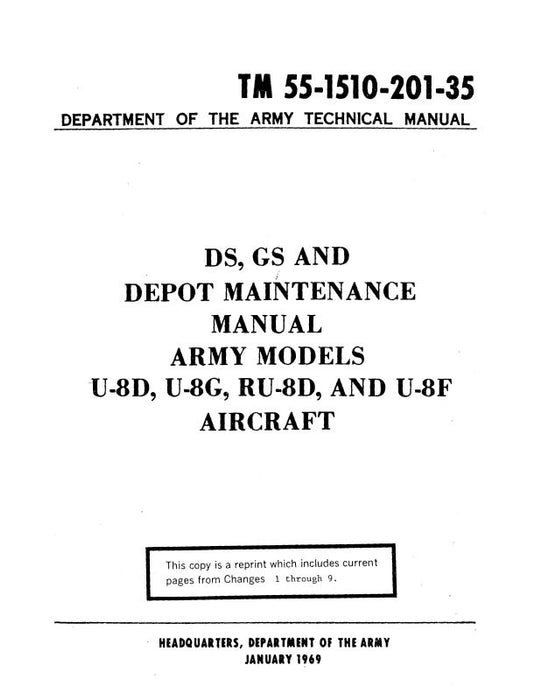 Beech U-8D, U-8G, RU-8D & U-8F Depot Maintenance (55-1510-201-35)