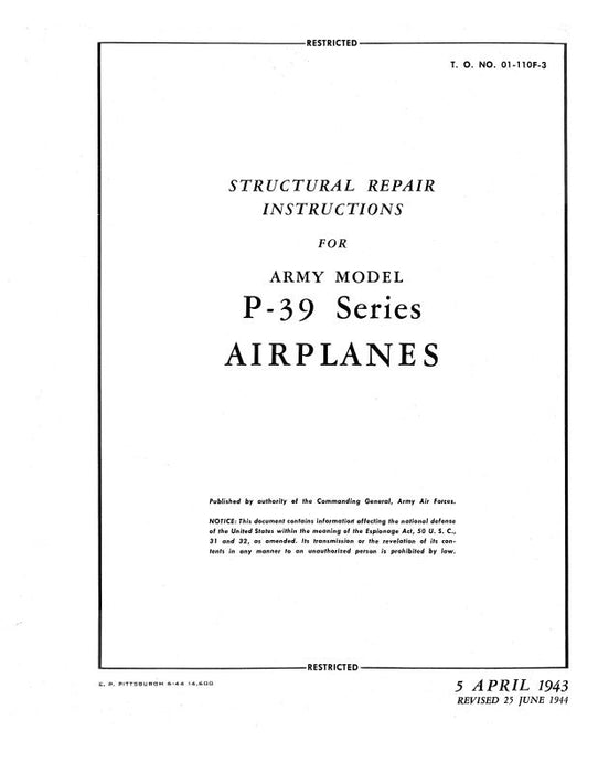 Bell P-39 Series 1944 Structural Repair (01-110-F3)