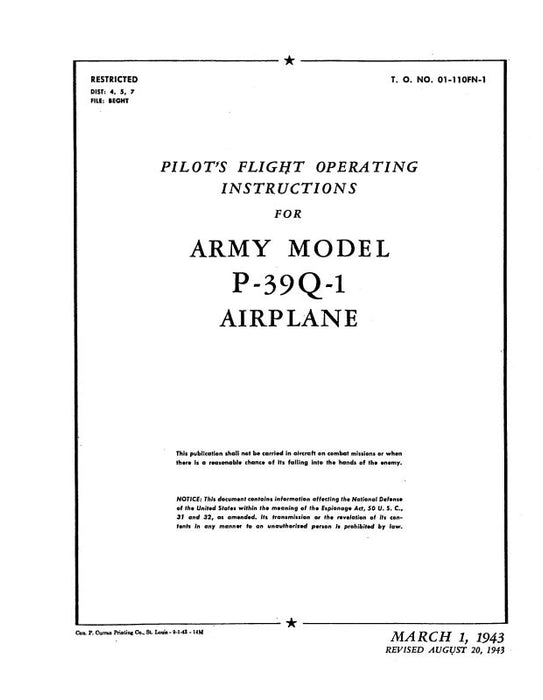 Bell P-39Q-1 1943 Flight Manual (01-110FN-1)