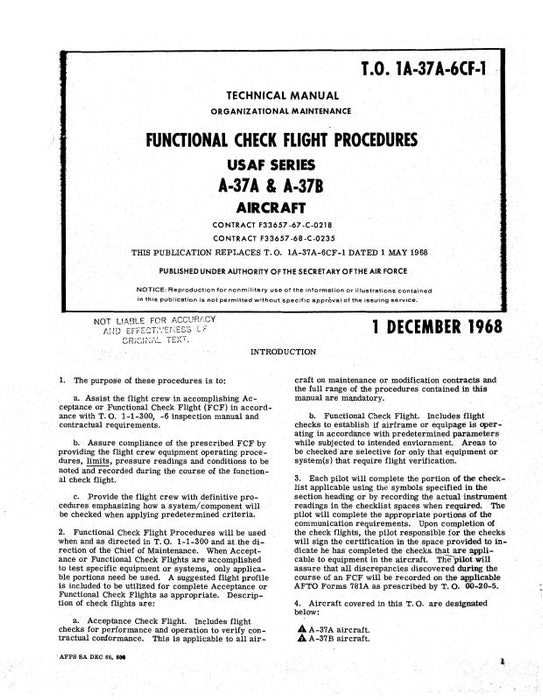 Cessna A-37A & A-37B Functional Check Flight Procedures (1A-37A-6CF-1)