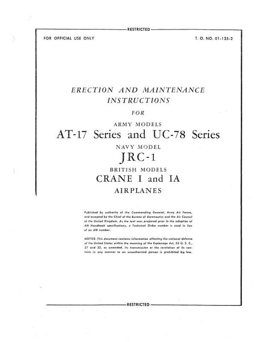 Cessna AT-17 & UC-78 Erection & Maintenance Instructions (TO-#-01-125-2)