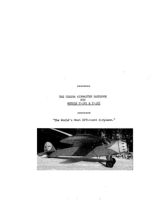 Cessna Airmaster C-145 & C-165 Handbook (CEC145,165HBC)
