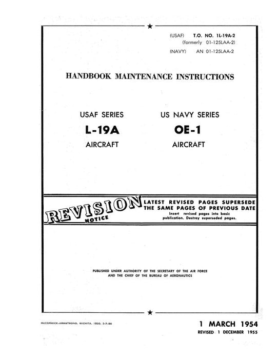 Cessna L-19A (Navy OE-1) 1954 Maintenance Instructions (1L-19A-2)