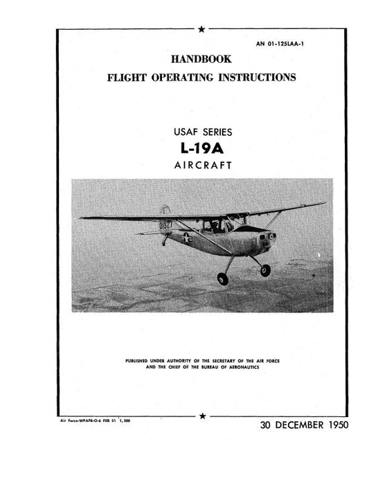 Cessna L-19A 1950 Flight Operating Instructions (01-125LAA-1)