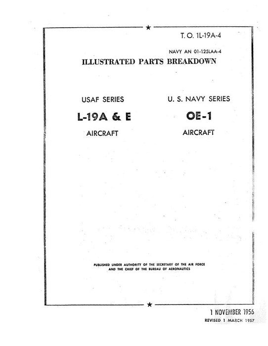 Cessna L-19A & E (NavyOE-1) 1956 Illustrated Parts (1L-19A-4)