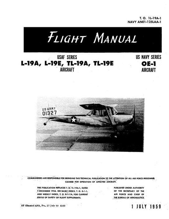 Cessna L-19,E,TL-19A,E 1959 Flight Manual (TO-1L-19A-1)