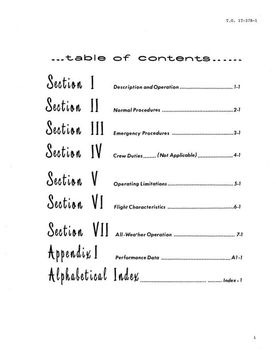 Cessna T-37B Series 1967 Pilot's Checklist (1T-37B-1)
