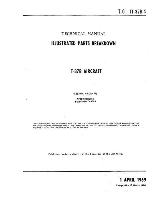 Cessna T-37B Aircraft Parts Catalog (1T-37B-4)