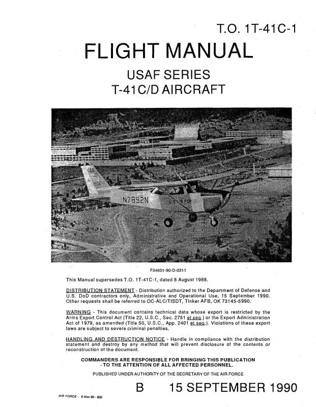 Cessna 172E Air Force Model T-41C-D Flight Handbook (1T-41C-1) — Essco ...