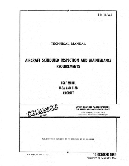 Cessna U-3A & U-3B Series 1964 Aircraft Scheduled Inspection & Maintenance Requirements (1U-3A-6)