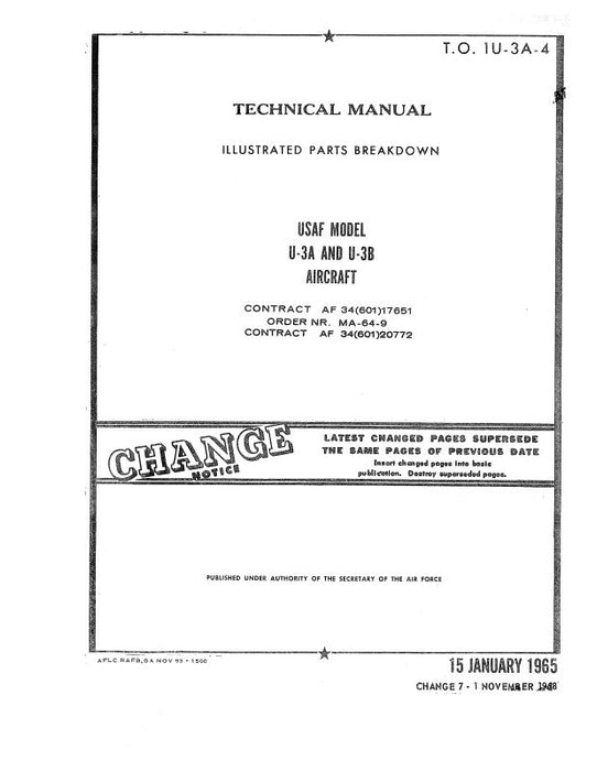 Cessna U-3A & U-3B USAF Model 1965 Illustrated Parts Breakdown (1U-3A-4)