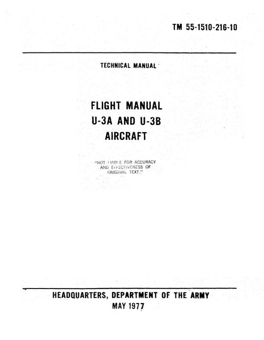 Cessna U-3A & U-3B 1977 Flight Manual (55-1510-216-10)