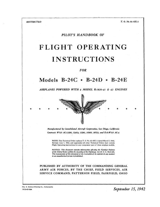 Consolidated B-24D, RB-24C & RB-24E Flight Manual (01-5EC-1)