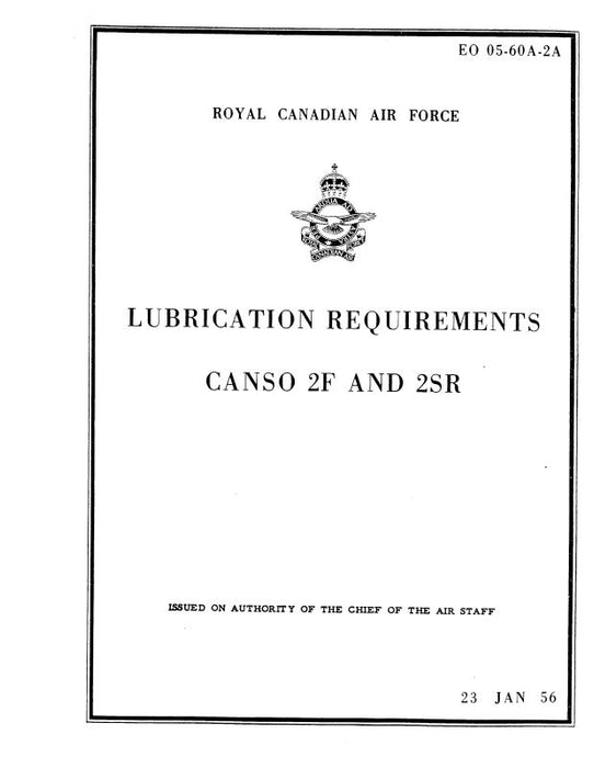 Consolidated Canso 2F & 2SR 1956 Lubrication Requirements (05-60A-2A)