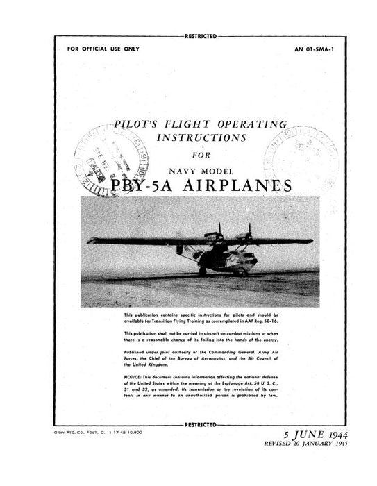 Consolidated PBY-5A 1944 Pilot's Flight Operating Instructions (01-5MA-1)