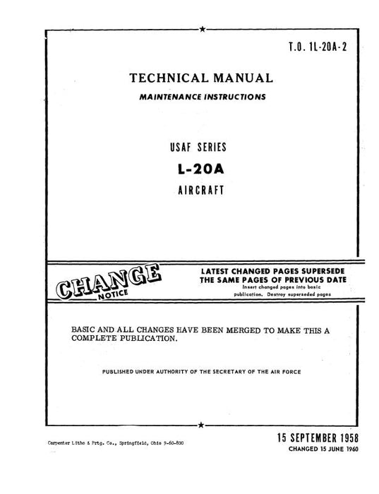 DeHavilland L-20A Beaver 1958 Maintenance Instructions (1L-20A-2)