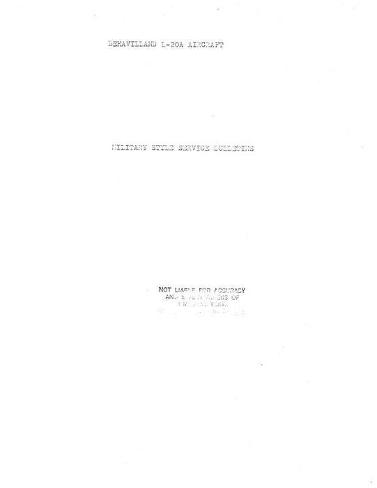 DeHavilland L-20A Beaver Military Style Service Bulletins (DEL20A-SLB-C)