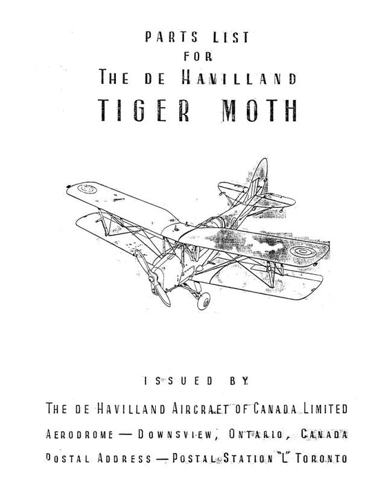 DeHavilland Tiger Moth MK II 1946 Parts Catalog (DETIGERMOTH46PC)