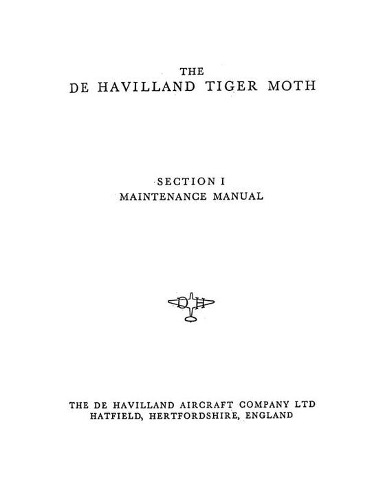 DeHavilland Tiger Moth DH82C Maintenance & Repair Manual (DHC-82)