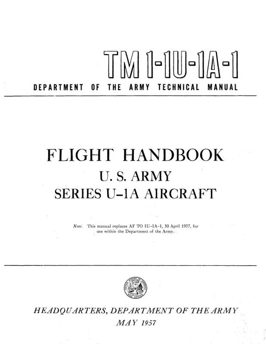 DeHavilland U-1A Army Model 1957 Flight Handbook (1-1U-1A-1)