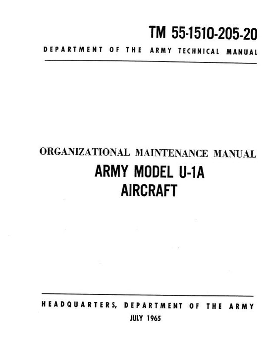 DeHavilland U-1A Army Model 1965 Organizational Maintenance Manual (TM-55-1510-205-)