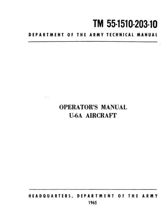 DeHavilland U-6A Beaver 1965 Operator's Manual (55-1510-203-10)