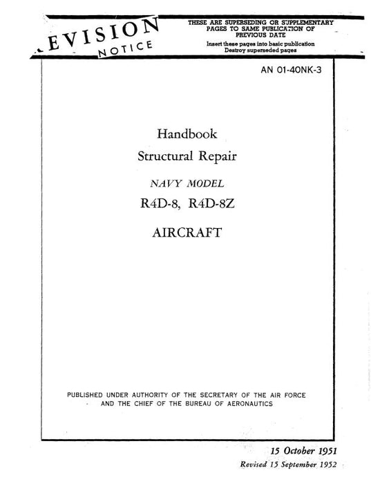 Douglas R4D-8, R4D-8Z 1951 Navy Model Structural Repair (01-40NK-3)