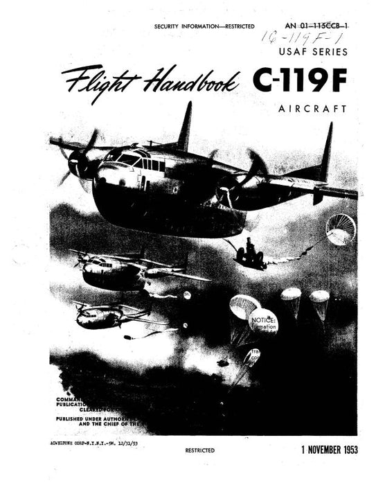 Fairchild C-119F USAF Series 1953 Flight Handbook (01-115CCB-1)