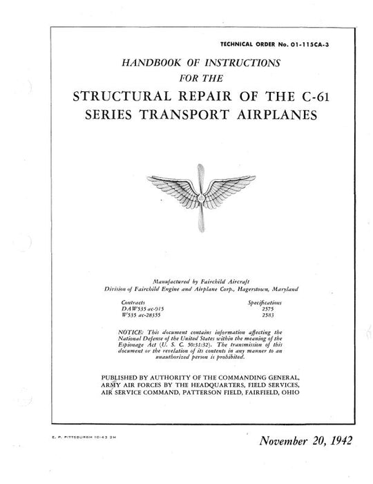 Fairchild C-61 1942 Structural Repair (01-115CA-3)