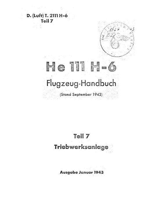 German He 111 H-6 FlugzeuHandbuch Flight Handbook (G1HE111H-6-C)