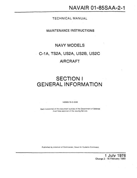Grumman C-1A,TS2A,US2A,US2B,US2C 1976 Maintenance Instructions (01-85SAA-2-4)