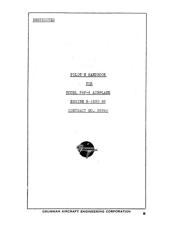 Grumman F4F-4 Pilot's Handbook Flight, Pilot's Handbook (GRF4F4-F-C ...