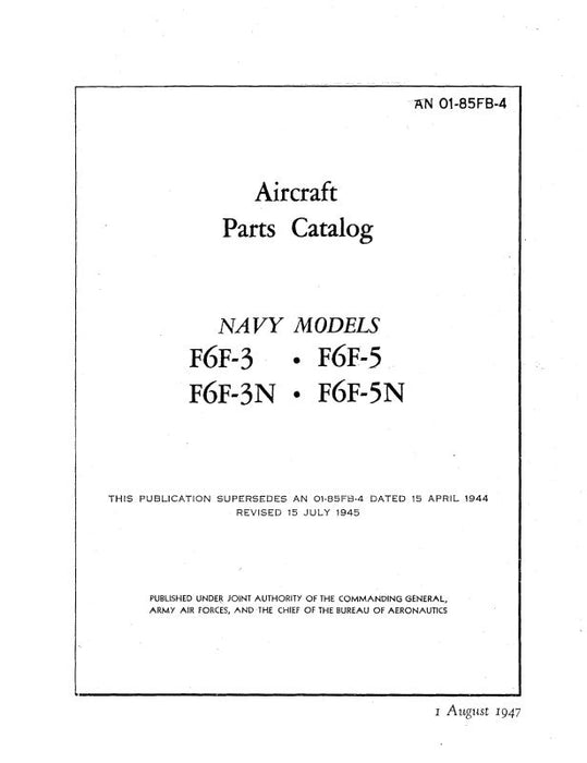 Grumman F6F-3,F6F-3N,F6F-5,F6F-5N Parts Catalog (01-85FB-4)