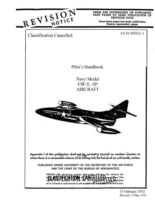 Grumman F9F-5,5P 1952 Pilot's Operating Handbook (01-85FGC-1)