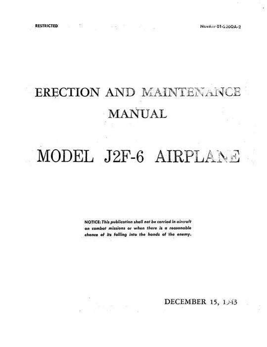 Grumman J2F-6 Duck 1943 Erection & Maintenance (01-220QA-2)