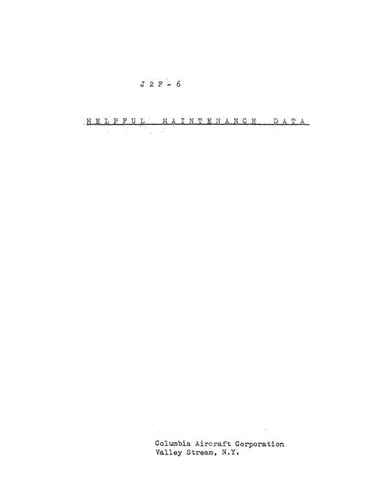 Grumman J2F-6 Helpful Maintenance Data Maintenance Data (GRJ2F6-M-C)