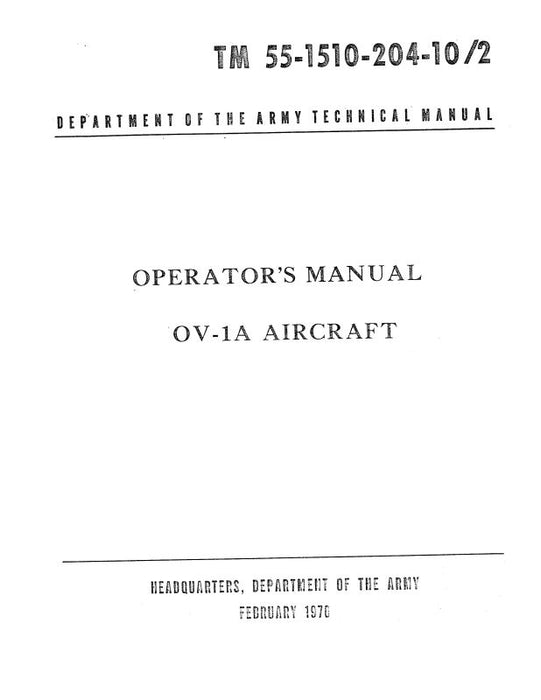 Grumman OV-1A 1970 Operator's Manual (55-1510-204-10-)
